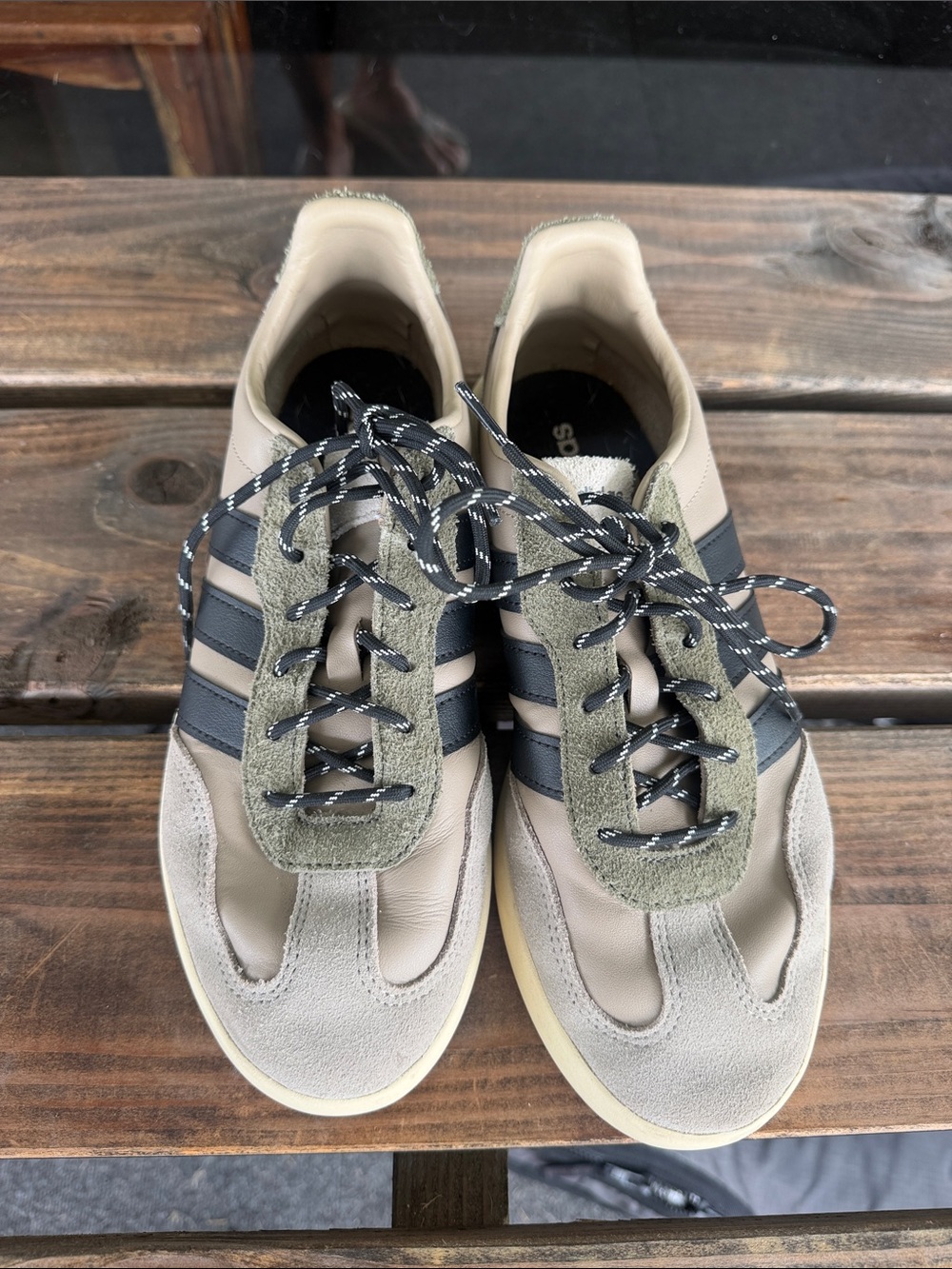Adidas - Men's Olive, Neutral Beige & Black Casual Sneakers with Olive Accents